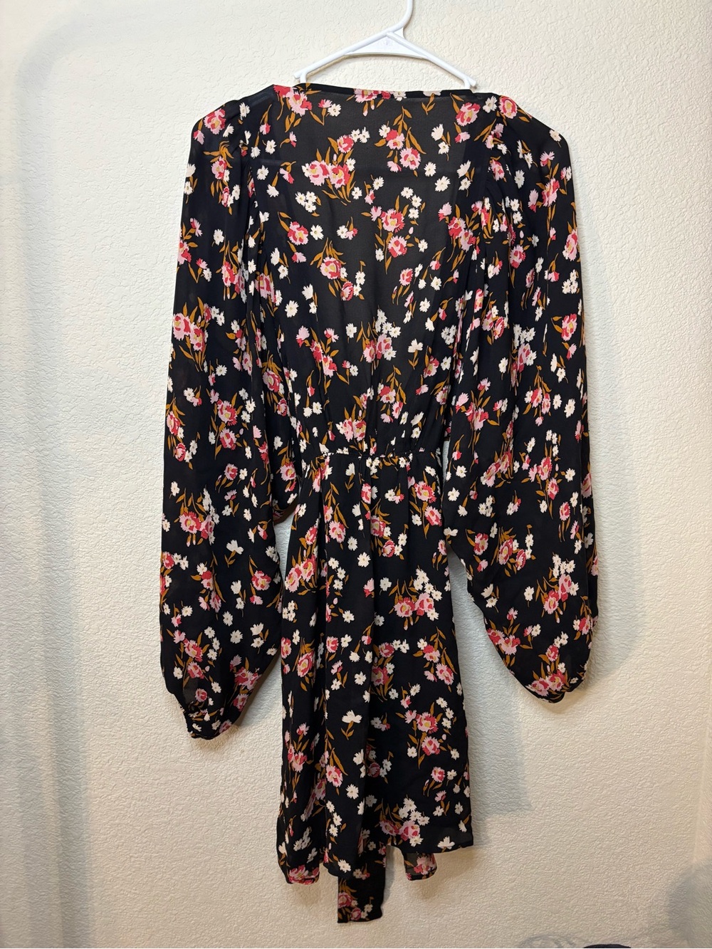 A.L.C. Black Floral Long-Sleeve Tie-Waist Mini Dress WORN ON TV - Picture 6 of 10
